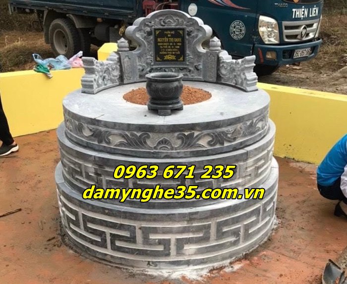 Mẫu mộ tròn bằng đá đẹp thiết kế cao cấp bán tại Điện Biên