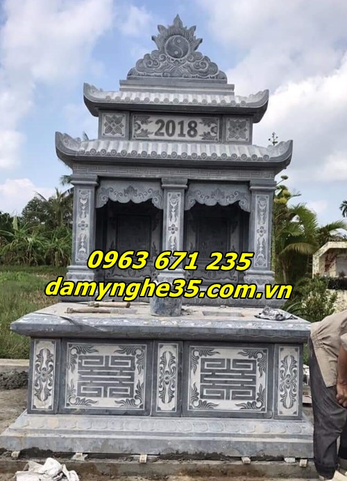 Báo giá các mẫu mộ hai mái bằng đá đẹp chuẩn kích thước phong thuỷ bán tại Hà Nội