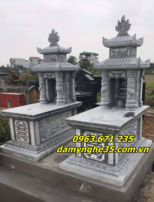Địa chỉ chế tác các mẫu mộ hai mái bằng đá đẹp uy tín giá rẻ bán tại Nam Định 