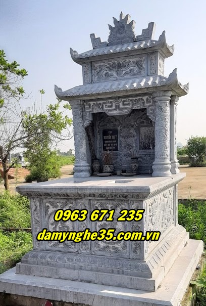 Mẫu mộ đôi bằng đá nguyên khối lắp đặt tại Bắc Ninh